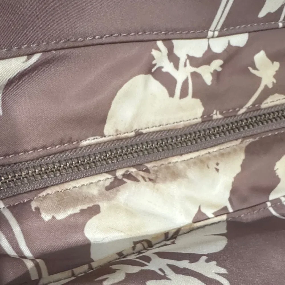 Chic Kate Spade Neutral Floral Nylon Leather Hobo Bag Shoulder Purse Trendy